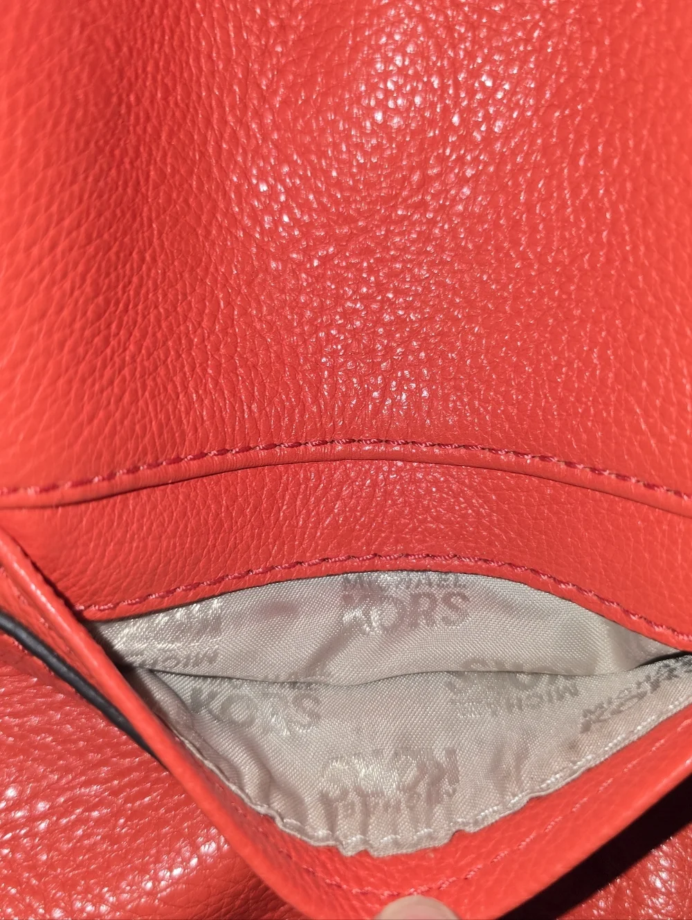 Michael Kors Large Red Pebbled Leather Hobo Shoulder Bag Gold Hardware